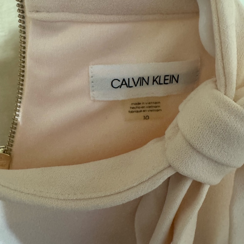 Calvin Klein Beige Dress with Bow Accent
